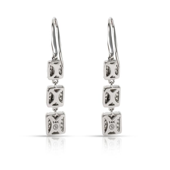 Blue Nile Diamond Baguette & Round Drop Earrings in 14K White Gold (0.95 CTW) - Picture 3 of 3